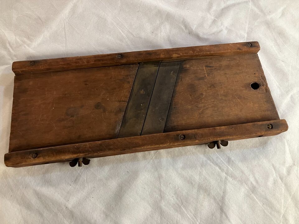 Vintage Primitive Wooden Mandolin Cabbage Slicer Kraut Cutter Board Farm Tool…