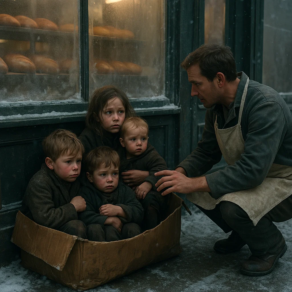 A bakery worker sees 4 ABANDONED CHILDREN in front of his bakery, BUT WHEN HE GETS CLOSER he sees…