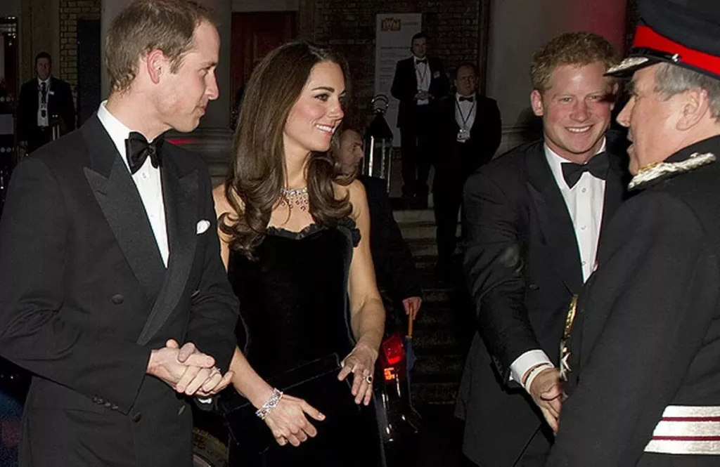 Kate Middleton looks stunning in an elegant black gown paired with sparkling jewelry at 2011