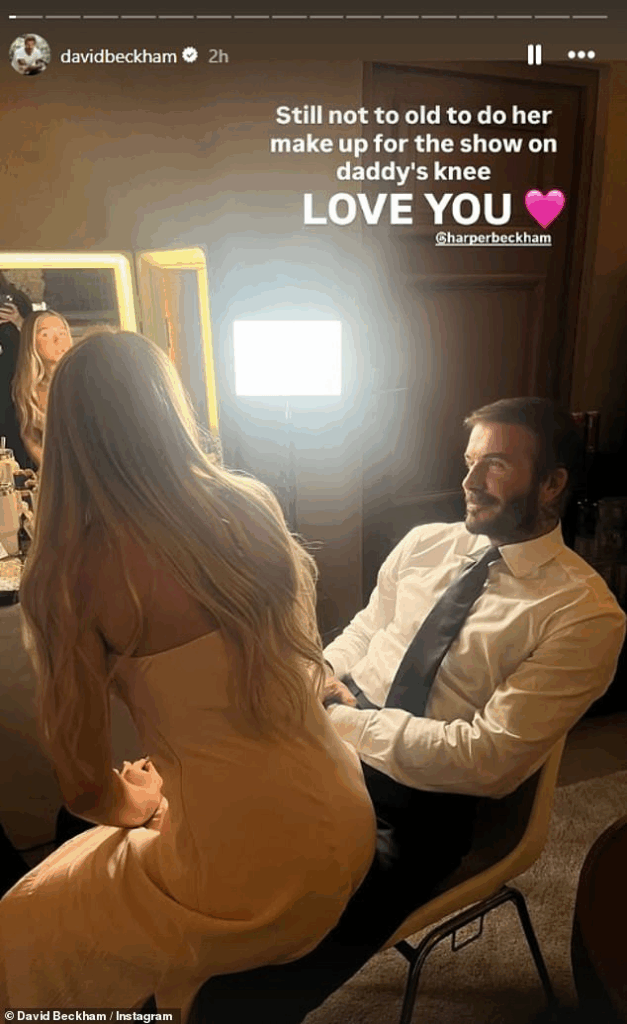 David and Harper Beckham are proof that you’re never too old to sit on your daddy’s knee